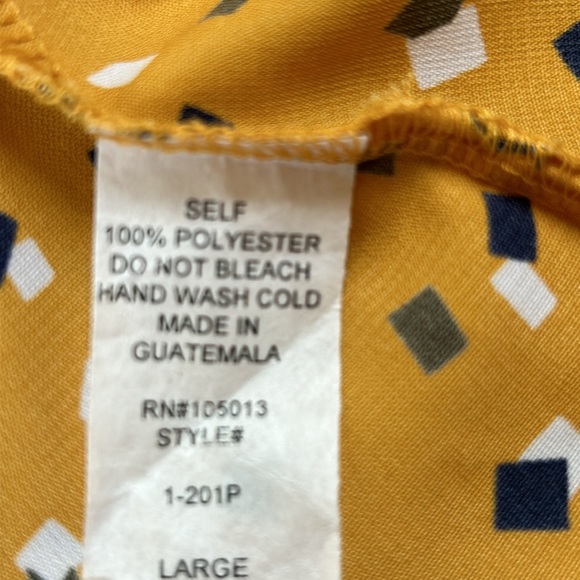 Andree mustard color sleeveless blouse. Bow in back. Size Large. High neck. - Picture 3 of 10